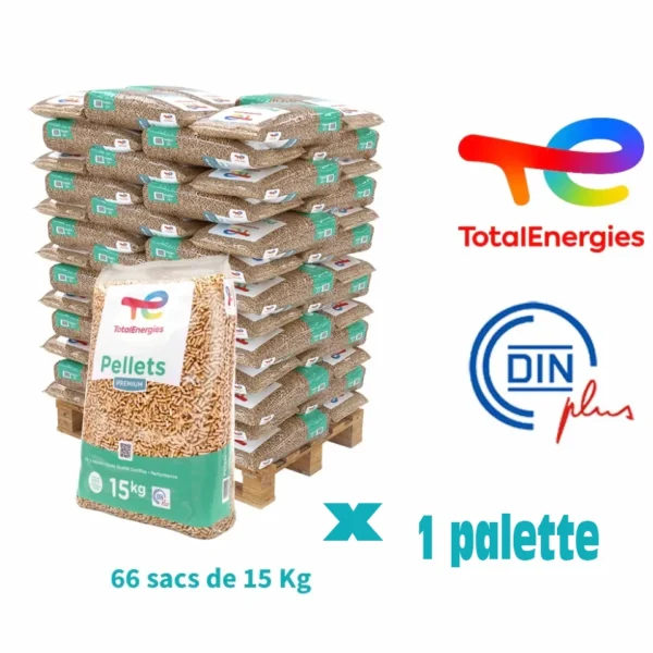 Granulés de bois TotalEnergies, palette de 66 Sac de 15 Kg